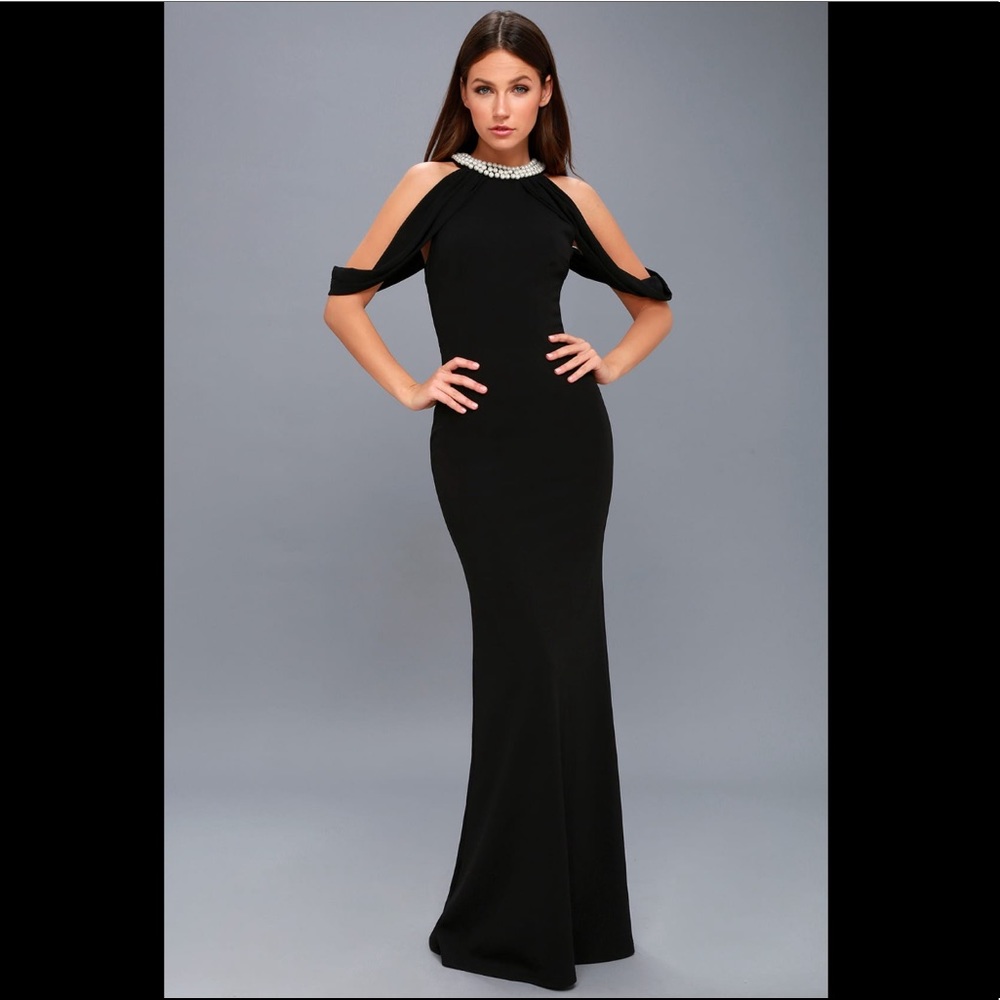 Lulus Grand Entrance Black Pearl Maxi Dress